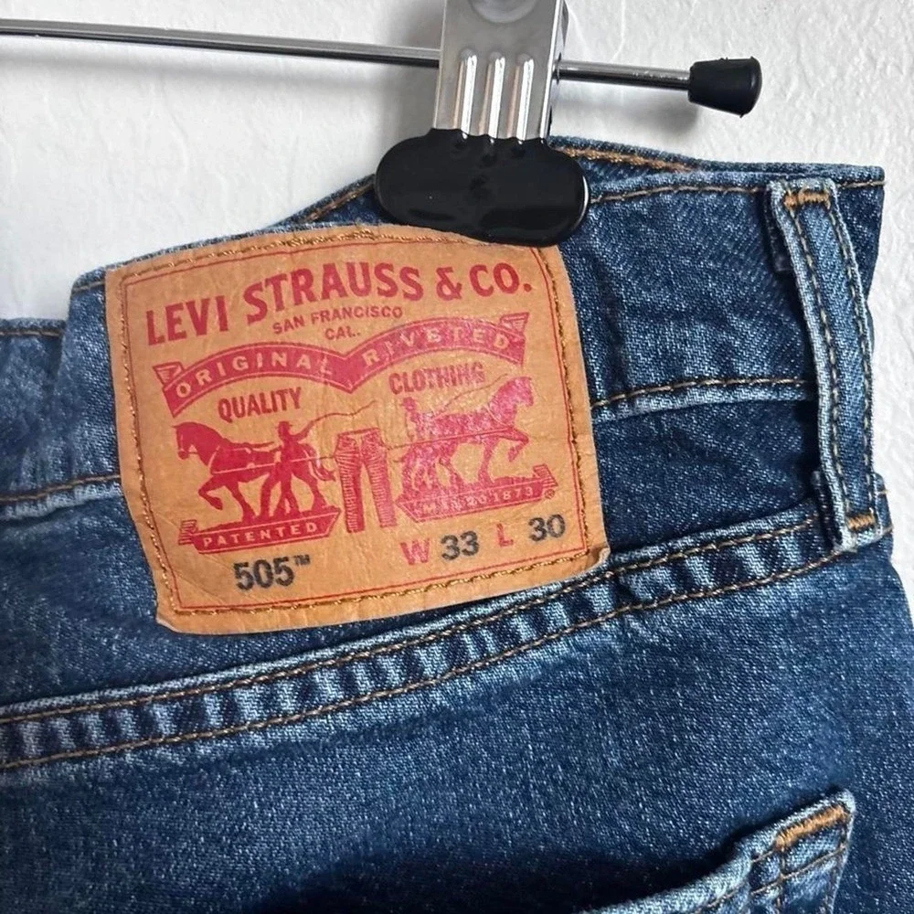 Levis 505 Mens Jeans Straight Leg Regular Fit Medium Wash‎ Denim 33x30